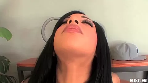 Skinny black chick riding white dick