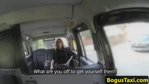 Glam taxi milf gagging on the drivers cock