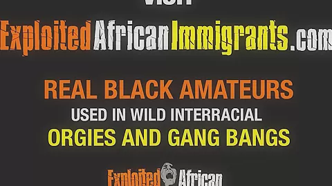 African Girl Surrounded in Vintage German Cockfest Bukkake
