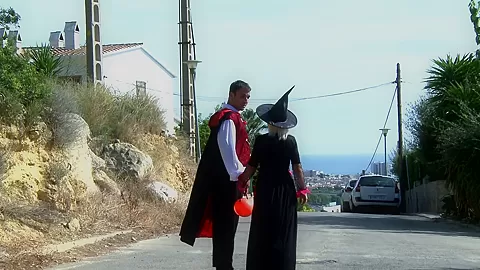 Horny Couple Sneak Out Of A Halloween Party To Fuck - HotEuroGirls