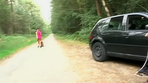 Naughty French Couple Is Having Fun Outdoors With Sexy Brunette - HotEuroGirls