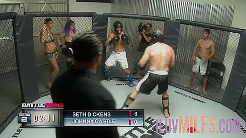 Fighter gets big tits babes pussy after winning