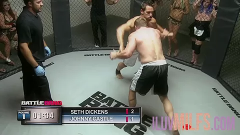 Fighter gets big tits babes pussy after winning