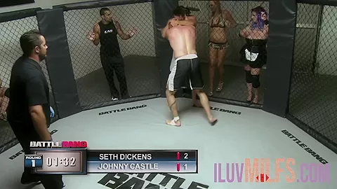 Fighter gets big tits babes pussy after winning