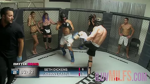 Fighter gets big tits babes pussy after winning