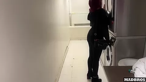 Sexy Chilean With Big Ass Gets Fucked By 2 Big Black Cocks In A Laundromat!!