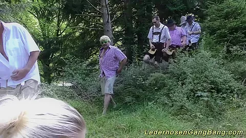 german lederhosen gangbang in nature