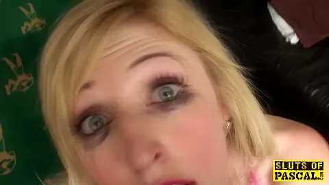 Real cumswallowing sub spanked while sucking