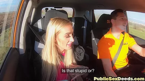 Curious driving learner uses instructor shaft