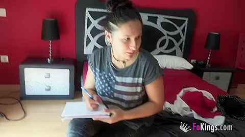 While fucking, she calls a guy who starts gettin horny