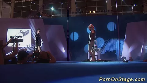 crazy fetish needle show on stage