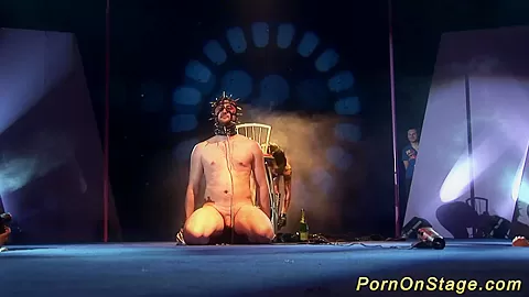 crazy fetish needle show on stage