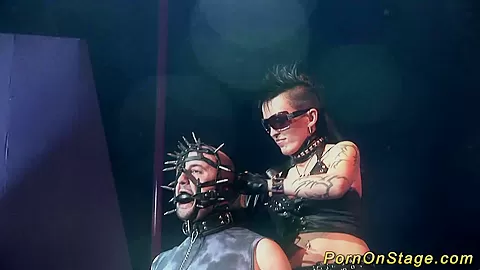 crazy fetish needle show on stage