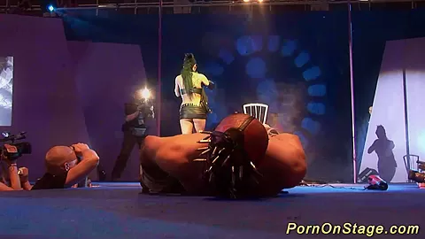 crazy fetish needle show on stage