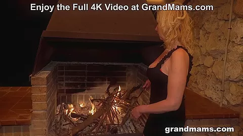 Granny’s First Double Penetration near the Fire Place for GrandMams