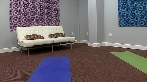 teen 18+ gymnast gets stretched by her trainer