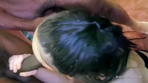 Eager Tiny Amateur Gags On A Group Of Different Cocks