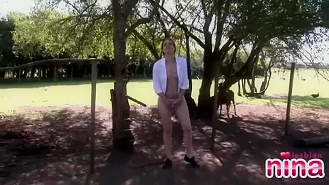 Lesbian Nina Tease Outdoor