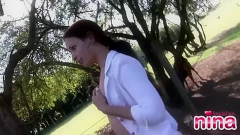Lesbian Nina Tease Outdoor