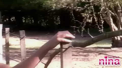 Lesbian Nina Tease Outdoor