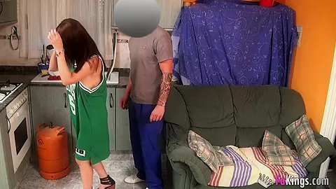 Another delivery guy filmed while fucking oiled spanish beauty