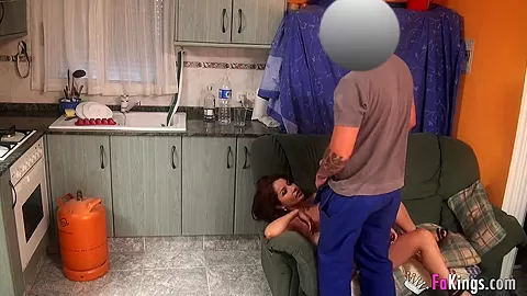 Another delivery guy filmed while fucking oiled spanish beauty