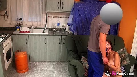 Another delivery guy filmed while fucking oiled spanish beauty