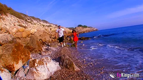 Pounding another french pussy at the beach