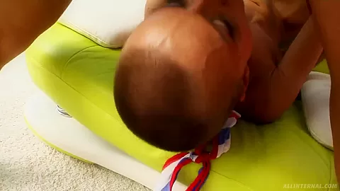 Slutty baldheaded bitch getting banged hard by man