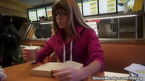 Cum shower on her eyeglasses