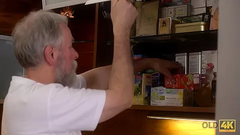 OLD4K. Handsome old man was happy to satisfy his long-legged wife