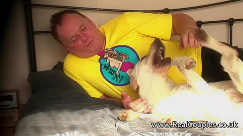 Overweight stud booty copulates his thin golden-haired wife
