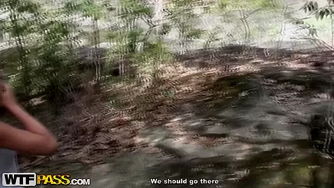Cute girl kneels and starts sucking outside