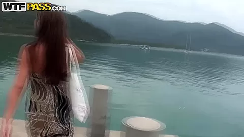Pretty babe starts sucking cock outdoors
