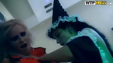 College sex on Halloween party with Ally,Amelia,Ariana,Demi,Malika,Olive,Olympia and Yani.