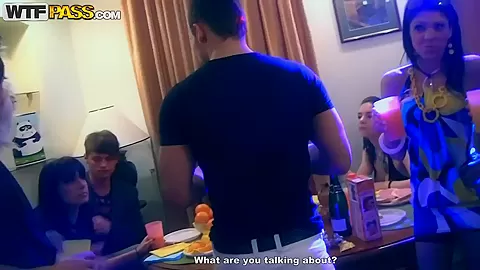 After party begins with nasty panda's blowjob
