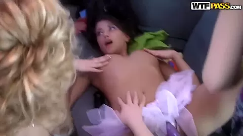 Beautiful lesbian girls are having group sex