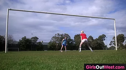 Hairy lesbian soccer player licked after training