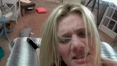Busty MILF gets her pussy fucked hard in threesome swing party