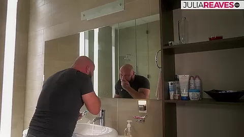 Hottie Sucks Cum Off Dick After A Hard Ride In The Bathroom - JuliaReaves