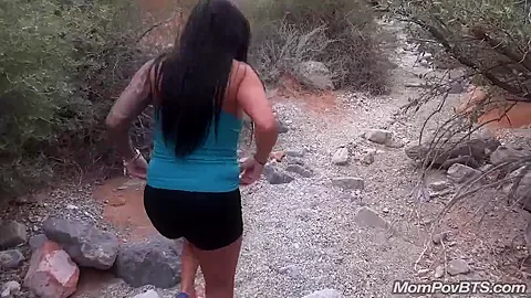Public flashing and blowjob on nature walk