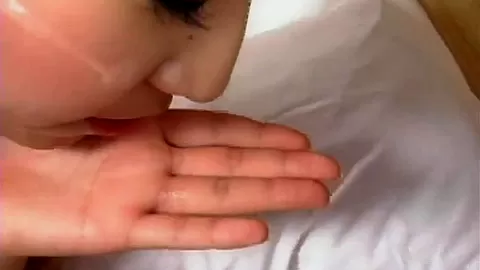 Cock sucking japanese teen ho covered in cum