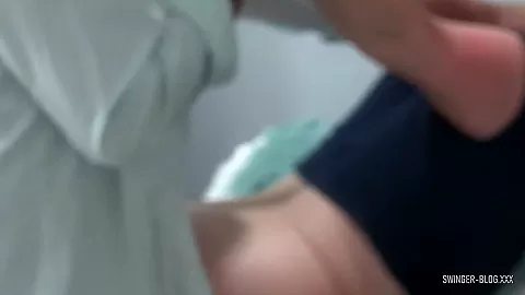 Busty blonde housewife sucking a hard black cock
