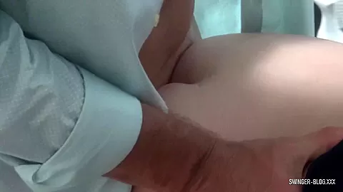 Busty blonde housewife sucking a hard black cock