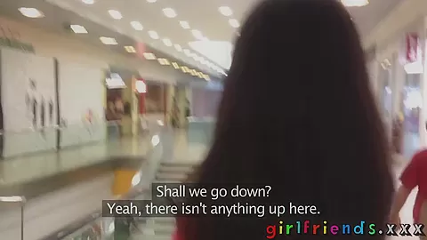 Girlfriends use iphone in public bathroom before sex