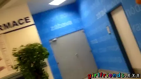 Girlfriends use iphone in public bathroom before sex