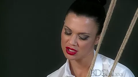 BDSM XXX Dom makes suspended subs pussy squirt