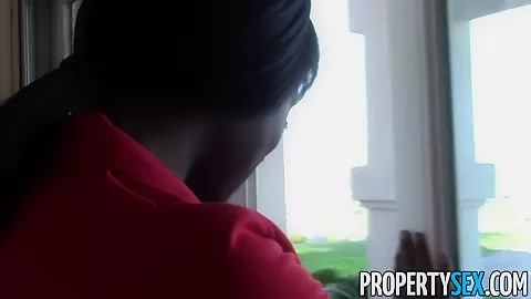 Hot black real estate agent bones home buyer on camera