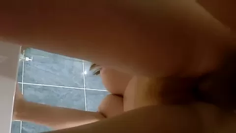 Hairy Redhead Jess naked play with her boyfriend in bathroom
