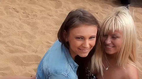 Autumn & Grace & Bianca & Olie & Savannah in outdoors lesbian sex video with cute college girls